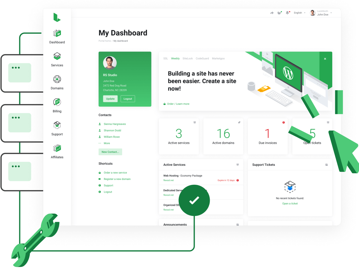 Super easy control panel to manage all your services