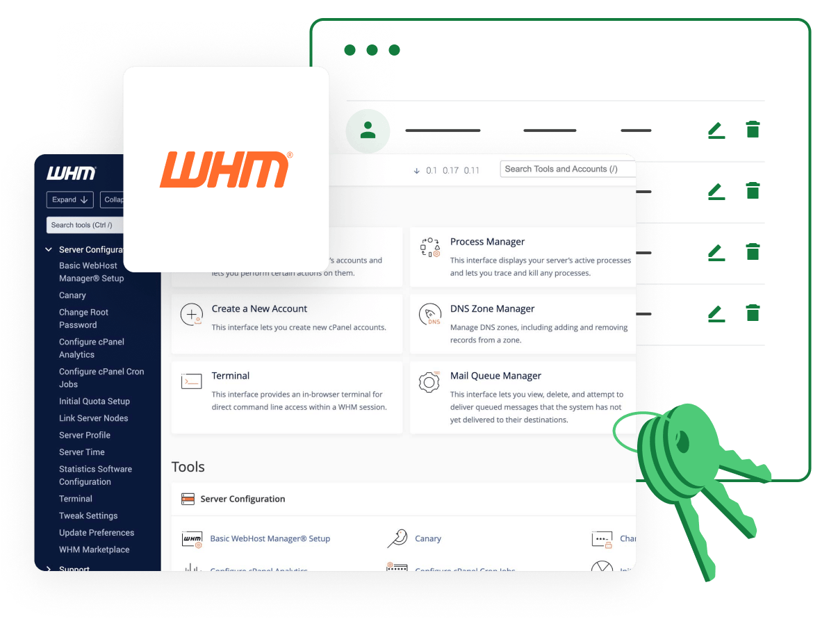 Control customer accounts via WHM control panel